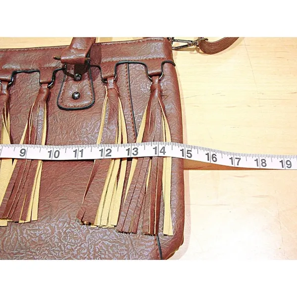 Source Unknown Brown Western Leather Tassle Fringe Front Adjustable Strap Shoulder Bag Cowgirl - Image 10