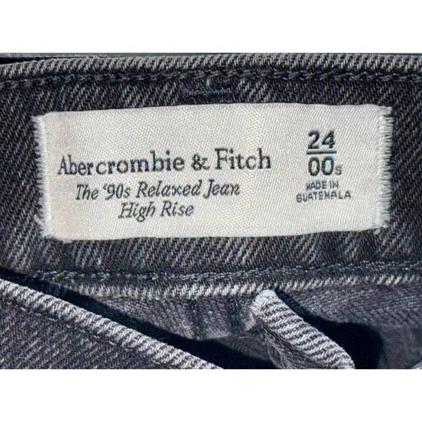 NEW Abercrombie & Fitch 90s Relaxed Jean High Rise Black Denim Jeans Size 24 00 - Image 3