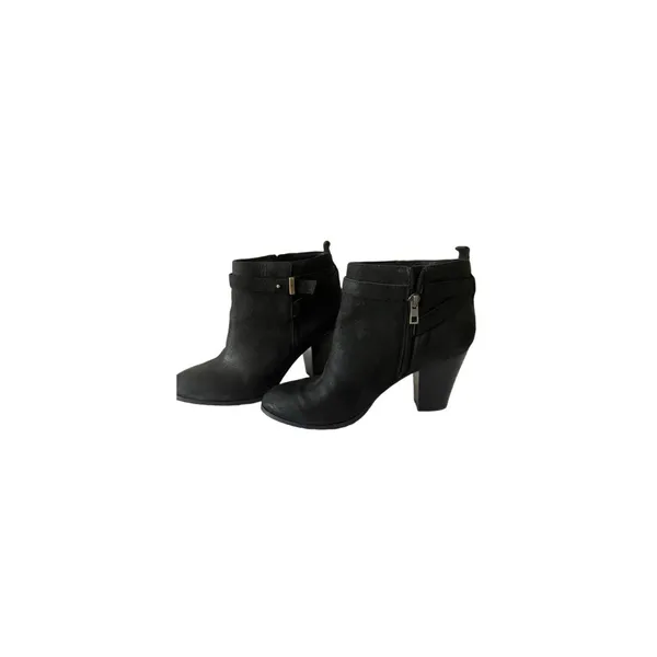 Ann Taylor Boots Black leather belted Ankle Heeled Boots Size 7.5 - Image 2