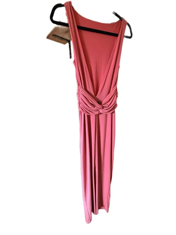 Express boat neck sleeveless low twist back maxi dress pink S - Image 4