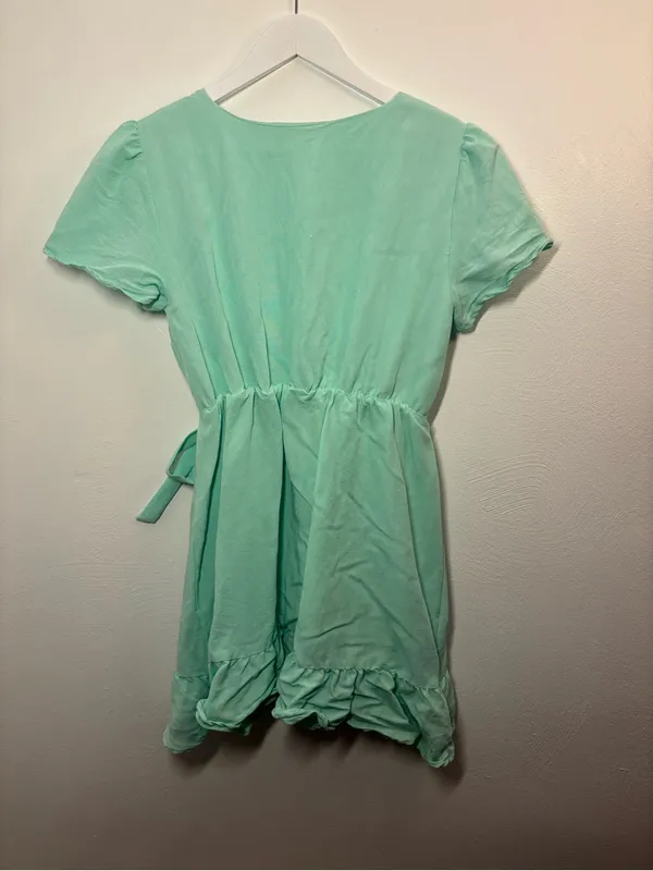 Altar'd State Mint Wrap Ruffle Mini Dress Size Medium - Image 2