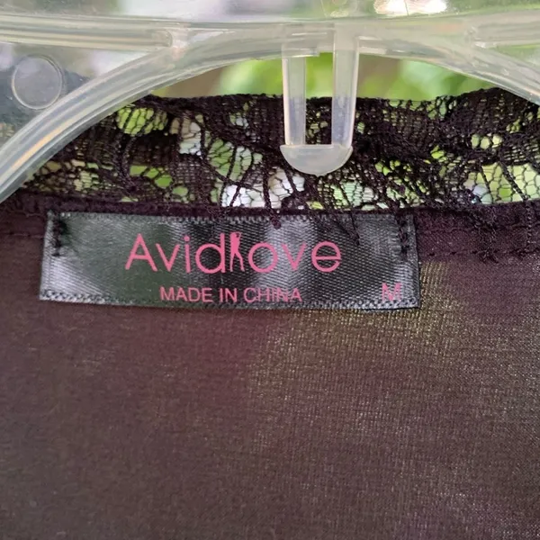 Source Unknown Avidlove, black silky lace robe M - Image 3