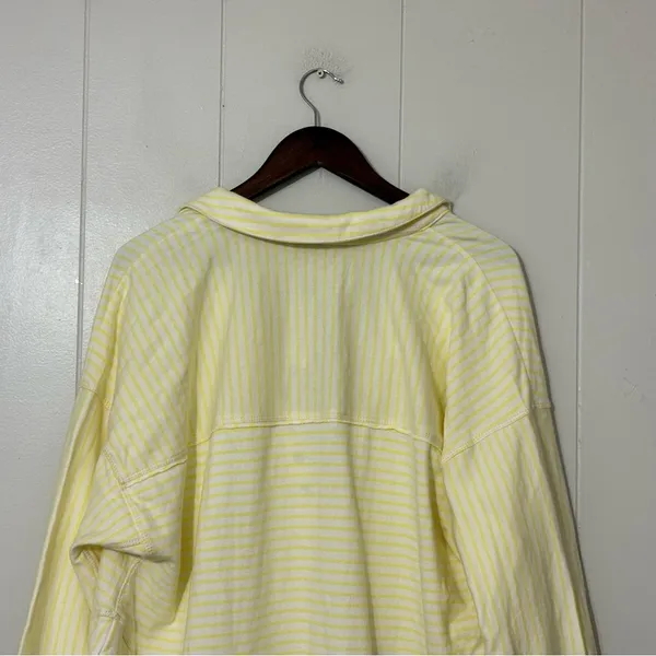 Pilcro Anthropologie Oversized Striped Henley Top Yellow White NWT Size L - Image 10