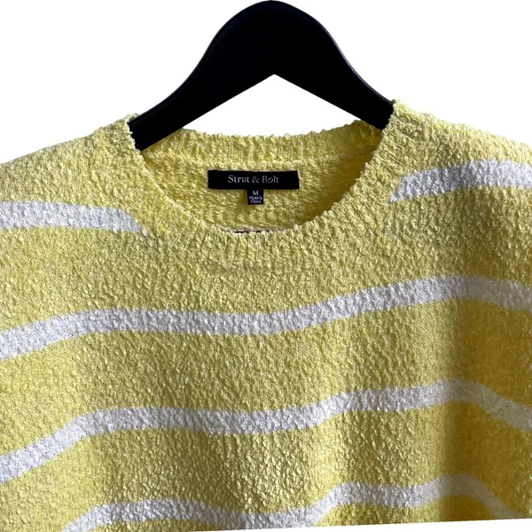 Strut & Bolt Womens Striped Textured‎ Knit Sleeveless Sweater Top Medium Yellow - Image 3