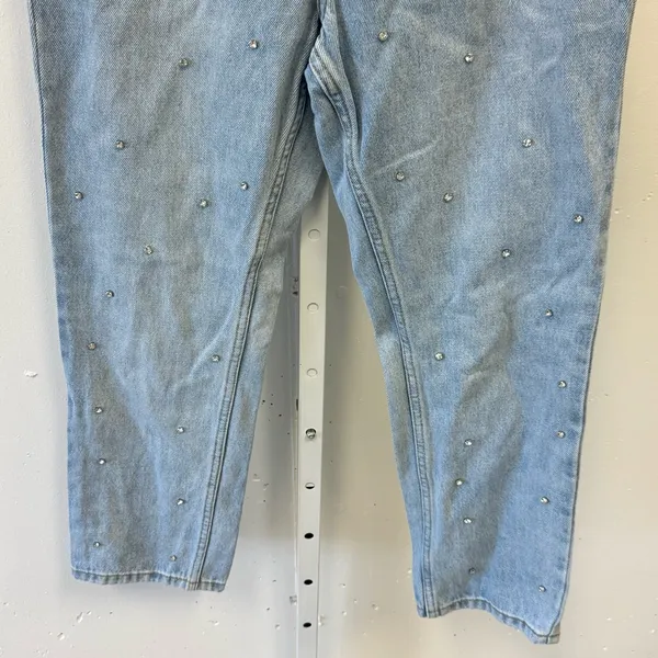 Showpo. Rhinestone High Waist Mom Denim‎ Jeans Medium Wash Sz 4 - Image 4