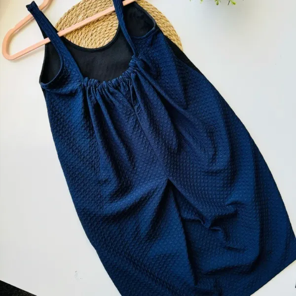 Anthropologie Maeve Dress Navy/Black Colorblock Sleeveless Pleated‎ Back Size M - Image 7