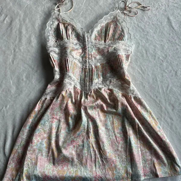 For Love & Lemons Farrah Slip Dress Pink Floral - Image 4