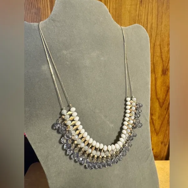 Gold Tone Beaded Chandelier Necklace - Image 2