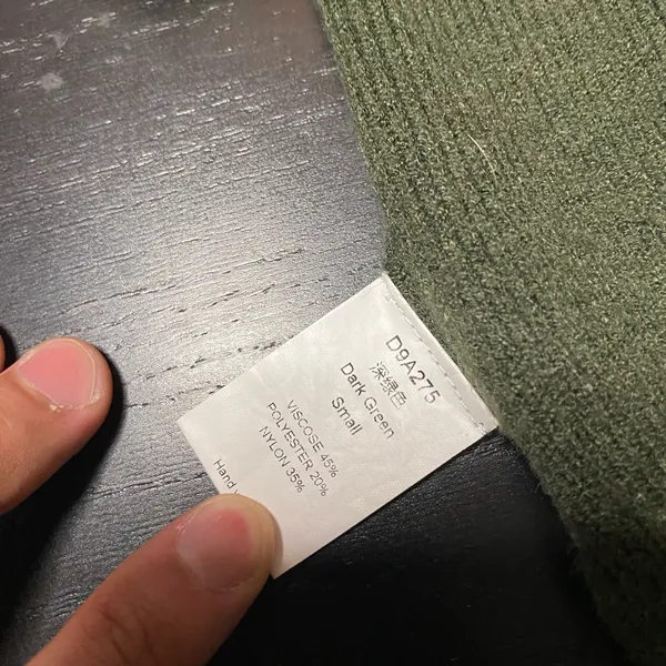 Dark Green Ribbed Knit Top with Crew Neck - Image 2