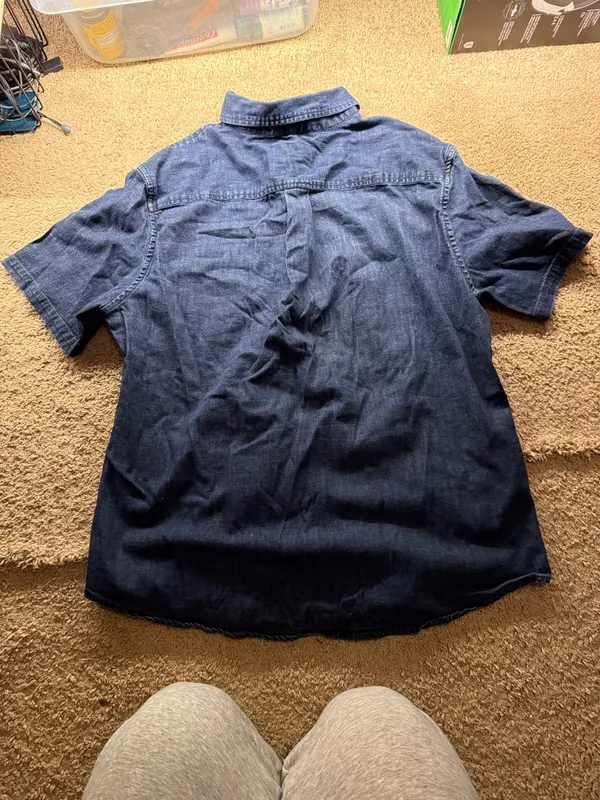 Blue Short Sleeve Button Up Size M - Image 4