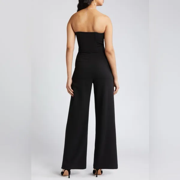 Black Strapless Wide Leg Jumpsuit Women's Size XS Open Edit - Image 3