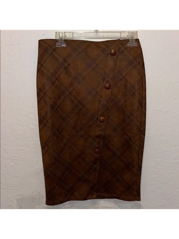 Vintage Plaid Pencil Skirt with Slit cottagecore granny modest grandma teacher - Image 2