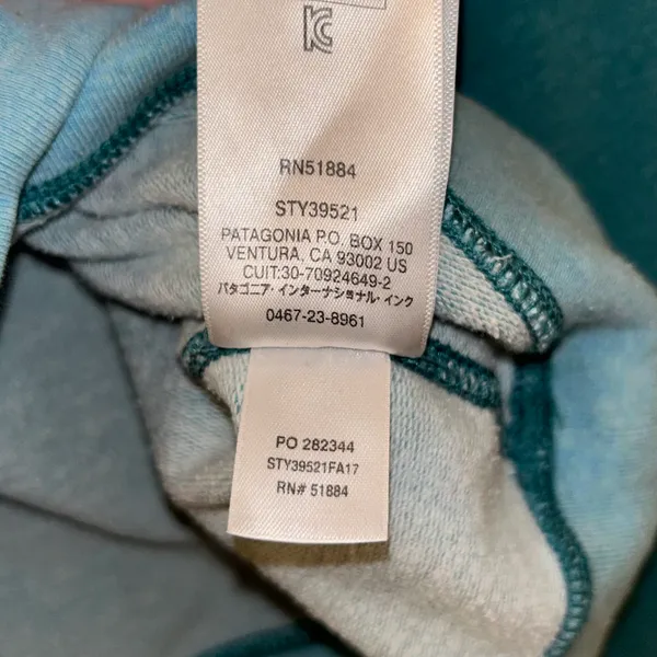 Patagonia Hazy Peaks Midweight Crew Sweatshirt Size Medium Teal Organic Cotton - Image 7