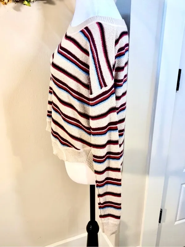 💥Free People Beach Road Trip Alpaca Blend Striped Boxy Sweater Sz S💛 - Image 6