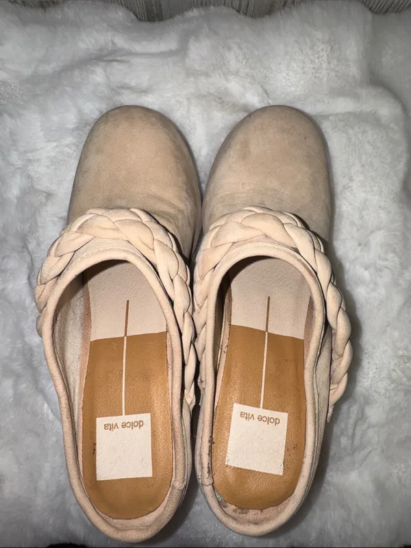 Dolce Vita Hila Braided Suede Slip-On Mules in Light Beige - Image 6