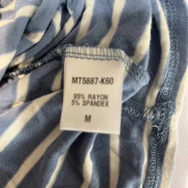 Loveappella Maternity Tank Top Woman Medium Blue Striped Crisscross Back Rayon - Image 4