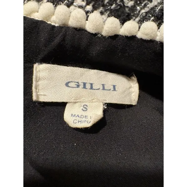 Gilli Shift‎ Dress Black White Plaid Tweed Minimalist Preppy Quiet Luxury Small - Image 3