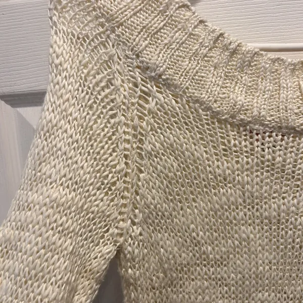 VTG Unionbay Womens Cream Loose Knit Long Sleeve Ramie Blend‎ Sweater Size Large - Image 3