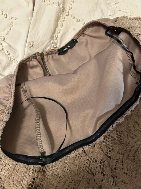 Tan strapless romper - Image 3