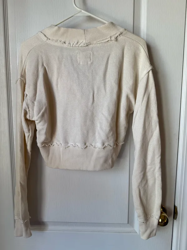 American Eagle Cream Wrap-Style Cropped Sweater - Image 2