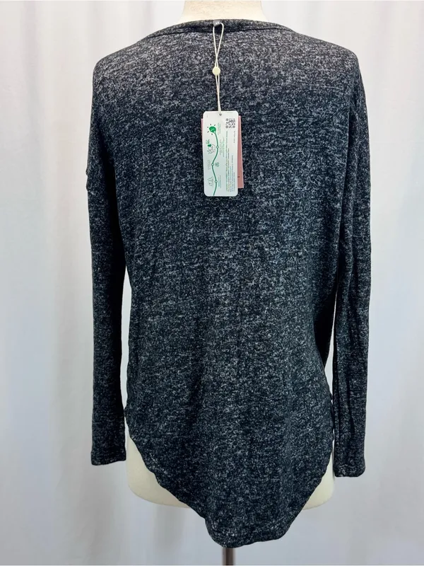 Quince Women's Long Sleeve Heathered Gray Crewneck Top XS Cozy Flowknit Breeze - Image 4