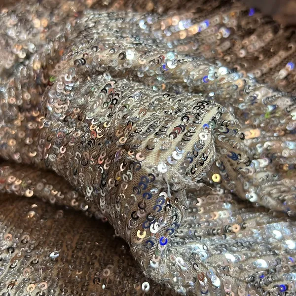 Xscape (with flaws)Size 10 Beige/Tan Underlay Silver Sequin 1 Arm Party … - Image 13