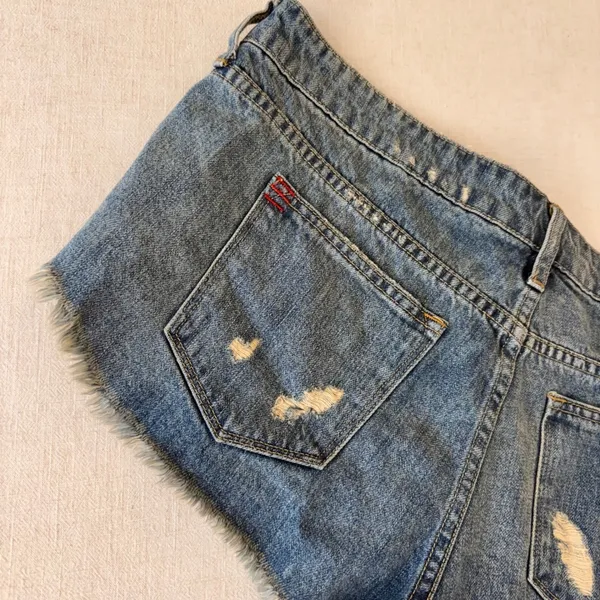 BDG Urban Outfitters Low Rise y2k Dolphin Denim Shorts Blue Distressed Women 32W - Image 6