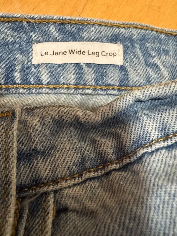 FRAME Le Jane Crop Wide Leg jeans Light blue frayed hen sz 32 - Image 6