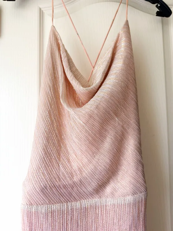 Gemeli‎ Power Metallic Gown Maxi Backless Rose Gold Size 6 GUC - Image 5
