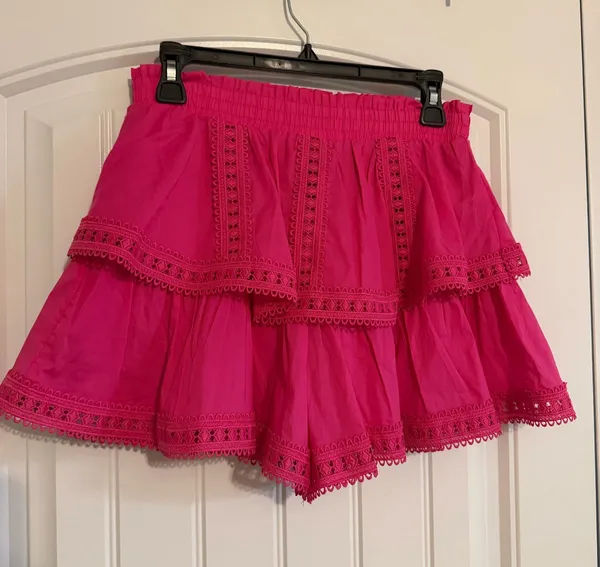 Francesca's Hot Pink Tiered Skort - Image 2