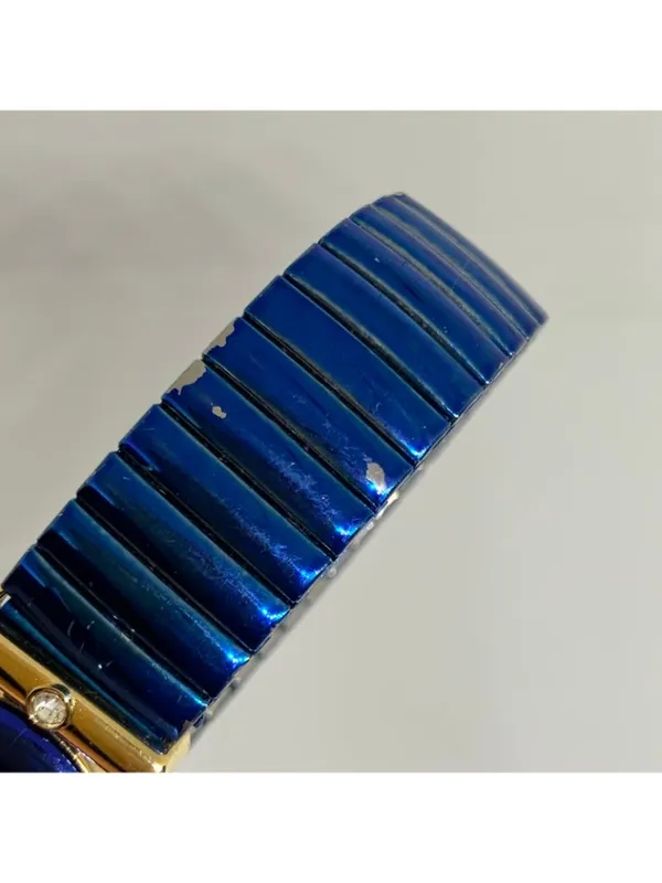 vintage René Valentine gold blue tone women’s watch 26mm round mop dial running - Image 7