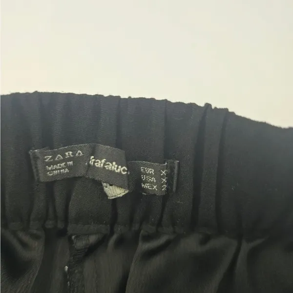 Zara -1310 Wide Leg Crop Pants‎ Tie Waist Black Women's Size XS - Image 4