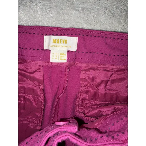 maeve‎ anthropologie cropped mini boot cut fuchsia size 10 - Image 4