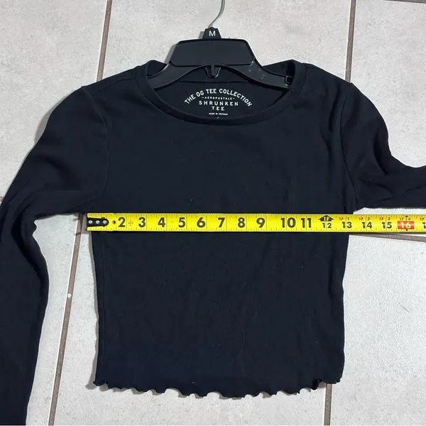 Aeropostale Women Black OG Tee Collection Shrunken Tee Long Sleeve size‎ Small - Image 7
