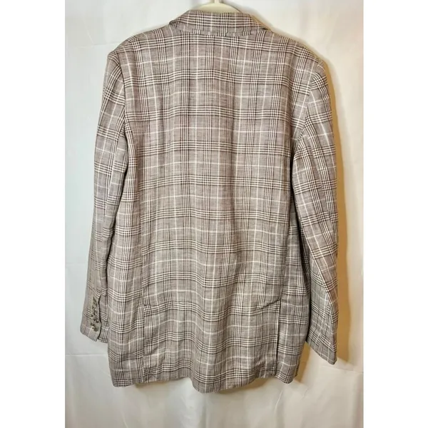 NWOT Maeve by Anthropologie Plaid Double-Breasted Blazer - Taupe/Beige size 8 - Image 3