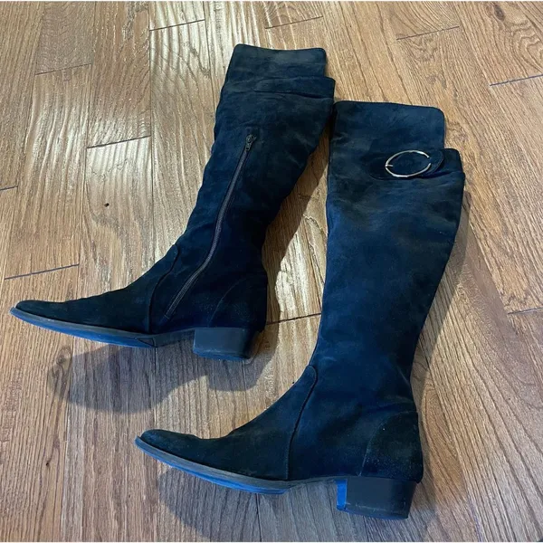 Accessoire diffusion suede point toe over knee boots size 7 Black - Image 5