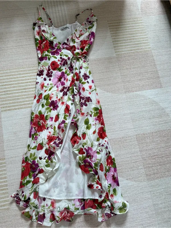 Abercrombie & Fitch Floral & Strawberry Ruffle High Low Dress XXS Tall NWOT - Image 5