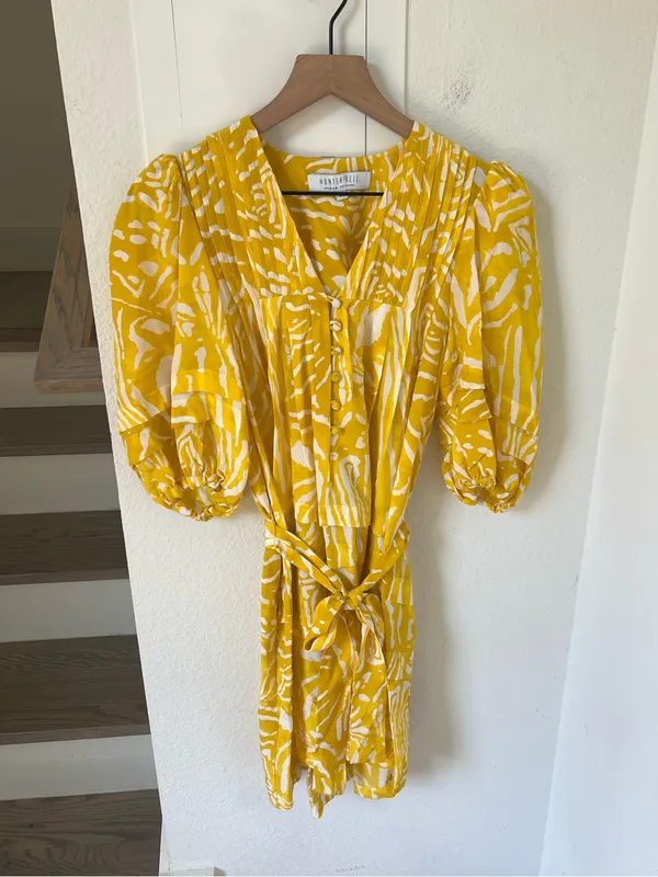 Hunter Bell McCauley Silk Mini Dress in Marigold Palms - Image 3