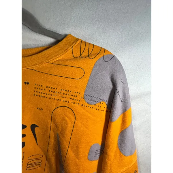 Nike Sportswear Cropped Sweatshirt Orange All Over Print Graphic Pullover Womens - Image 8