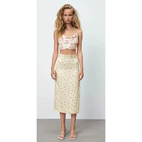 ZARA Floral Tie Back Bandeau Top XS - Image 5