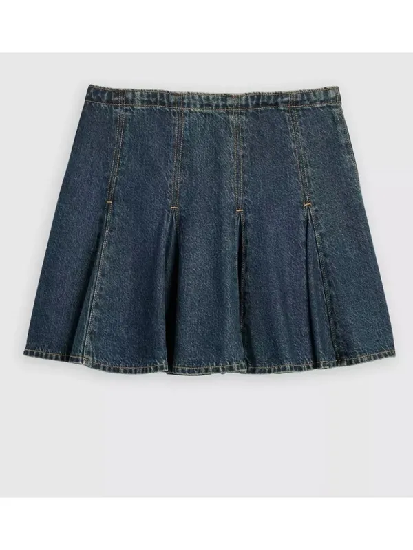 New Levi's Premium Size 28 Godet Mini Lightweight Skirt Fell Off Stone Dark Wash - Image 4