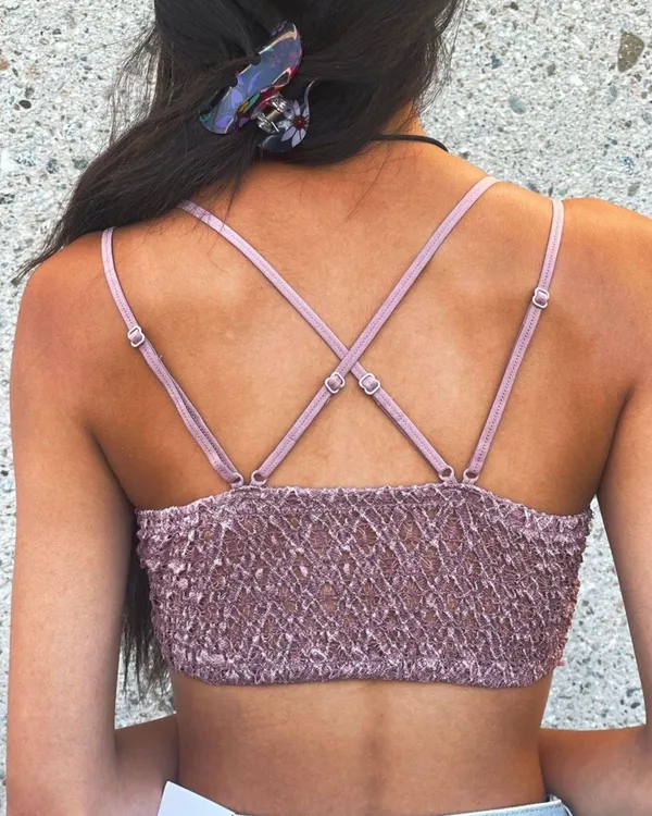 Dusty Blush scalloped Adjustable Strap Bralette Purple Size L - Image 2