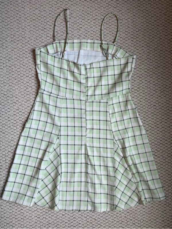 Altar’d State Plaid Fit & Flare Mini Dress Large Green Y2K - Image 3