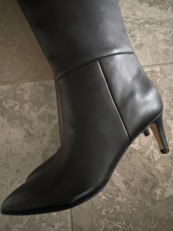 Calvin Klein Garry Leather Knee-High Pointed-Toe Boots in Black, Size 6, NEW - Image 5