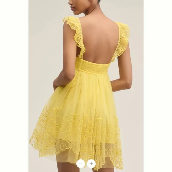 Anthropologie Let Me Be Eyelet Tulle Mini Dress - Image 3