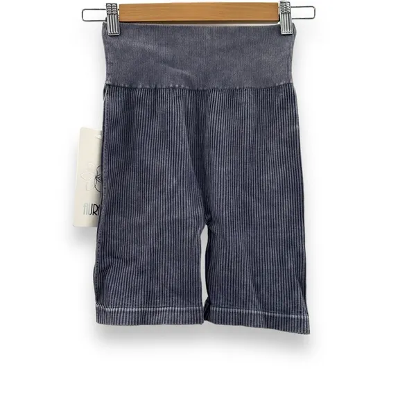 Aura Purple Gray Ribbed High Rise‎ Activewear Biker Shorts Sz S/M NEW - Image 2