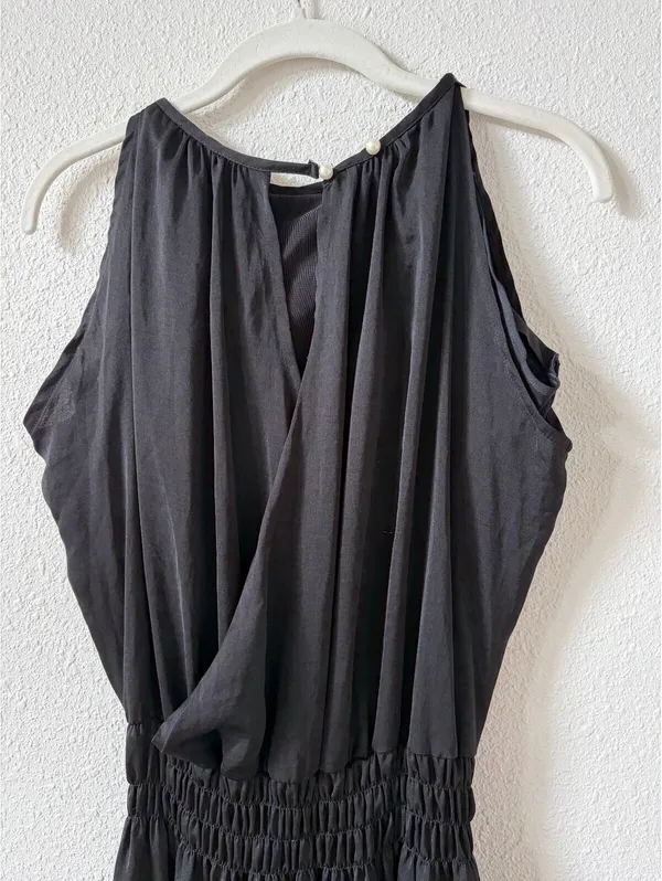 Shebird Emma Dress Black Satin Size 4 / Medium Neutral Party Comfy Midi Goth - Image 4