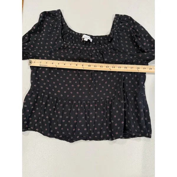 Loft Blouse Womens Medium On/Off Shoulder Polka Dot Cotton Travel Vacation - Image 6