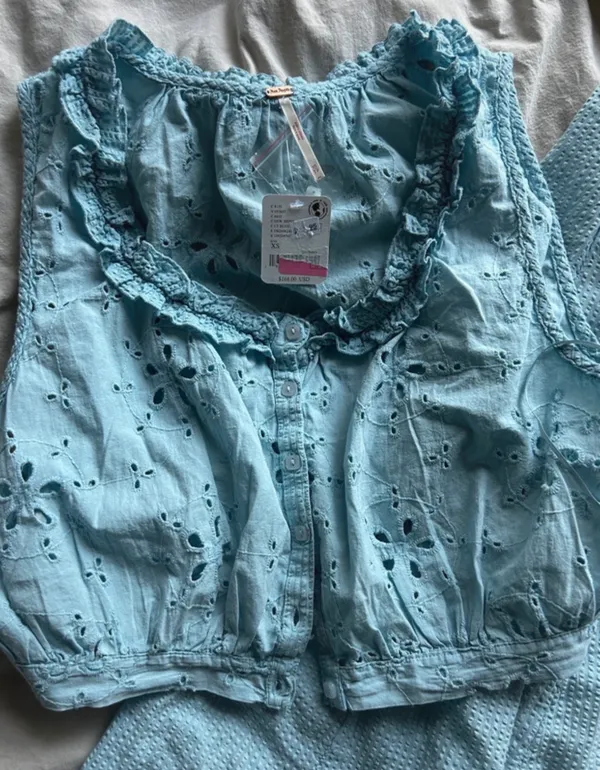 free people blue skirt and top set size xs retails for 168 - Image 2