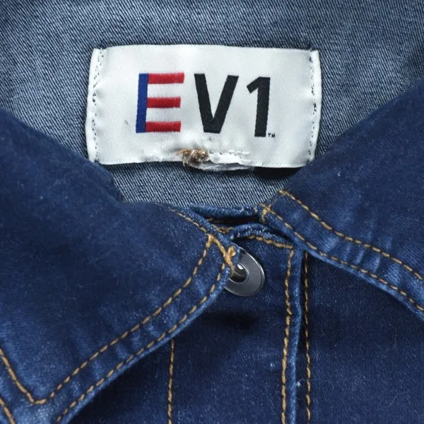 EV1 Ellen DeGeneres Womens Dark Wash LOVE Graphic Denim Jacket Blue Trucker - Image 4